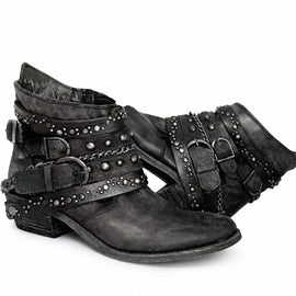 Women’s Western Ankle Boots with Buckle & Chain Details