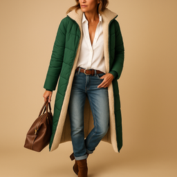 Sherpa Lined Coat for Women Long Hooded Winter Parka in army green