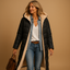 Sherpa Lined Coat for Women Long Hooded Winter Parka in black