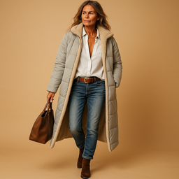 Sherpa Lined Coat for Women Long Hooded Winter Parka in gray