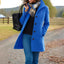 Single Breasted Coat for Women Classic Lapel Winter Coat in blue