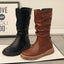 Slouchy Boots for Women Flat Mid Calf Winter Boots Side Zip