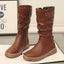Slouchy Boots for Women Flat Mid Calf Winter Boots Side Zip