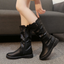 Slouchy Boots for Women Flat Mid Calf Winter Boots Side Zip in black