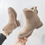 Suede Ankle Boots for Women Fleece Lined Slip On Winter Booties