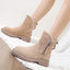 Suede Ankle Boots for Women Fleece Lined Slip On Winter Booties in beige