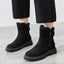Suede Ankle Boots for Women Fleece Lined Slip On Winter Booties in black