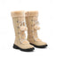 Tall Lace Up Winter Boots for Women Pom Pom Snow Boots in beige