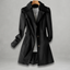 Trench Coat for Women Elegant Autumn Long Coat in black
