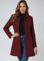 Trench Coat for Women Fit and Flare Button Front Classic Coat in dark red