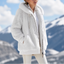 Women's color block oversized faux fur coat in white