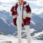 Women's color block oversized faux fur coat in burgundy