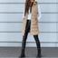Women's longline zip up puffer vest in light brown