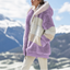 Women's color block oversized faux fur coat in purple
