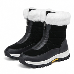 Waterproof Snow Boots for Women Insulated Quilted Winter Boots in black