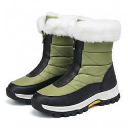 Waterproof Snow Boots for Women Insulated Quilted Winter Boots in green