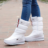 Waterproof Winter Boots for Women Tall Fur Lined Snow Boots in white