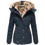 Winter Coat for Women Cozy Quilted Warm Jacket in blue
