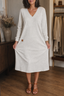 Women's A-Line V-Neck Knit Midi Dress