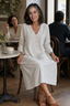 Women's A-Line V-Neck Knit Midi Dress