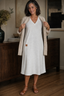 Women's A-Line V-Neck Knit Midi Dress