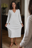 Women's A-Line V-Neck Knit Midi Dress