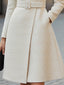 Women's Belted High-Neck Midi Dress with Asymmetric Buttons