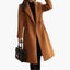 Women's belted wool blend winter coat in brown