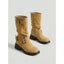 Women's buckle detail mid calf biker boots in camel