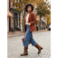 Women's buckle detail mid calf biker boots in brown