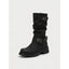 Women's buckle detail mid calf biker boots in black