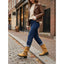 Mid calf biker boots seen from the side
