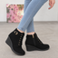 Women's buckle strap hidden wedge ankle boots in black