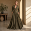 Women's Button Front Maxi Shirt Dress with Lapel Collar in army green
