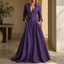 Women's Button Front Maxi Shirt Dress with Lapel Collar in dark purple