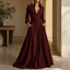 Women's Button Front Maxi Shirt Dress with Lapel Collar in burgundy