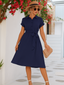 Women's Button Up Shirt Dress with Waist Tie
