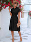 Women's Button Up Shirt Dress with Waist Tie in black