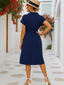 Women's Button Up Shirt Dress with Waist Tie
