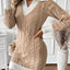 Women's Cable Knit Collared Sweater Dress in beige & white