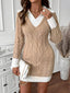 Women's Cable Knit Collared Sweater Dress