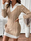 Women's Cable Knit Collared Sweater Dress