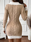 Women's Cable Knit Collared Sweater Dress