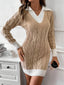 Women's Cable Knit Collared Sweater Dress