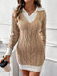 Women's Cable Knit Collared Sweater Dress