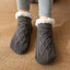 Women's Cable Knit Slipper Socks with Soft Lining and Non-Slip Sole in gray