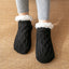 Women's Cable Knit Slipper Socks with Soft Lining and Non-Slip Sole in black