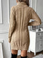 Women's Cable Knit Turtleneck Sweater Dress