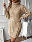 Women's Cable Knit Turtleneck Sweater Dress