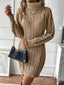 Women's Cable Knit Turtleneck Sweater Dress